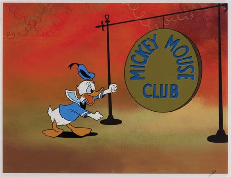 Donald Duck With Mickey Mouse Club Gong Production Cel