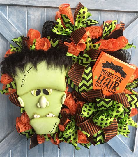 Frankenstein Halloween Wreath | Etsy | Halloween mesh wreaths, Halloween wreath, Fall halloween ...