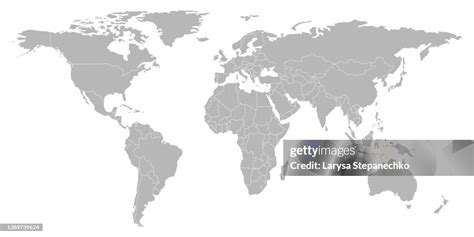 Political Map Of The World All Countries Of The World In Gray Color