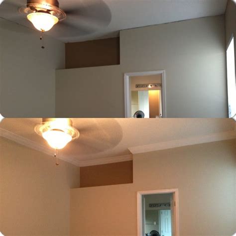 I always paint before i cut and fit molding. Before/After crown molding | Before/After | Pinterest