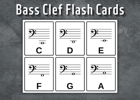 Bass Clef Flash Cards Printable Music Note Flash Cards Bass Clef