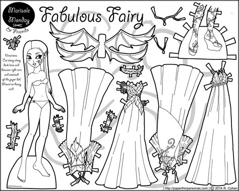 Shop.alwaysreview.com has been visited by 1m+ users in the past month Fabulous Fairy Paper Doll Coloring Page • Paper Thin Personas