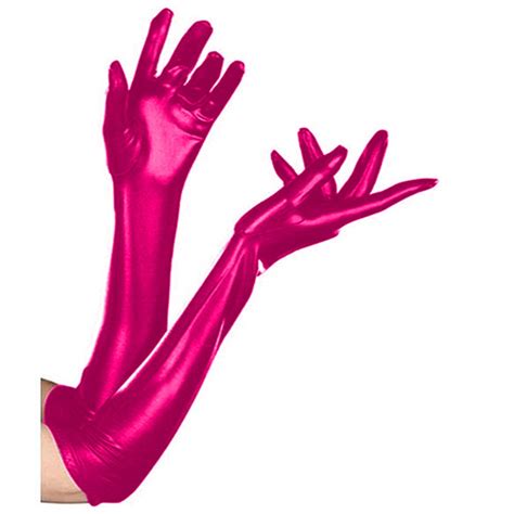 Multicolor Sexy Five Fingers Long Gloves Unisex Exotic Gloves Shiny