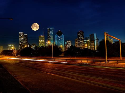 Descarga Gratis Noche De Houston Houston Texas Horizonte Fondo De
