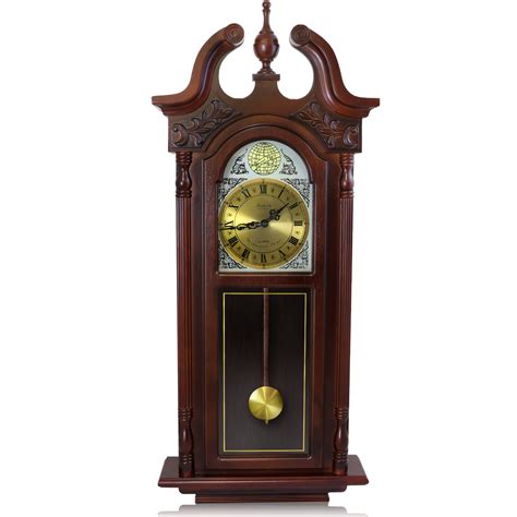 Bedford Clock Collection 38 Inch Grand Antique Chiming Wall Clock With