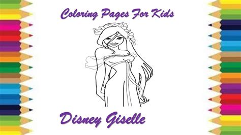 Coloring Disney Princess Giselle Disney Coloring Vẽ elsa tô màu cho