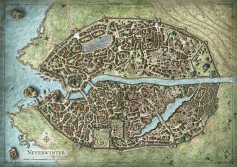 Marked Neverwinter City Map 5e 2019 Fantasy City Map City Maps
