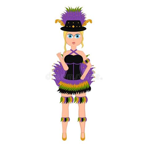 Girl With A Mardi Gras Costume Stock Vector Illustration Of Concept Isolated 129878289