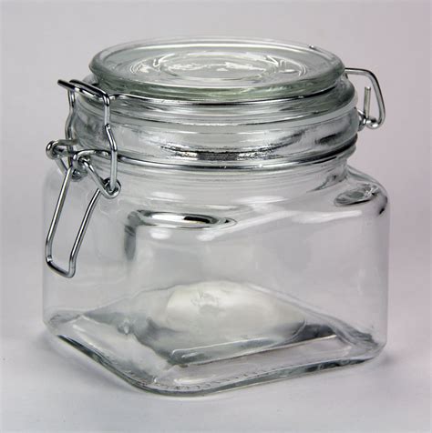 60 3553 Square Glass Jar With Clasp Lid 20oz Your Glass Etching Online Store