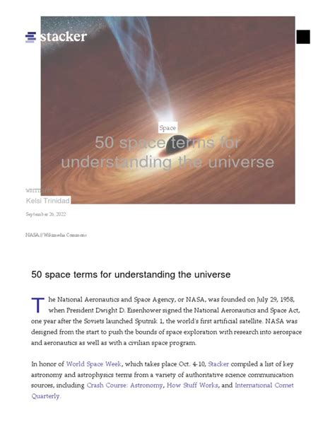 50 Space Terms For Understanding The Universe Stacker Pdf Milky