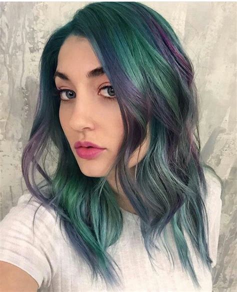 Purple And Green Hair Green Hair Colors Blue Green Green Ombre Teal