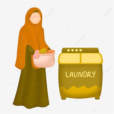 Gambar Istri Muslimah Sedang Mencuci Pakaian Cucian Pekerjaan Rumah