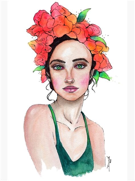 Flowers In Her Hair Art Print By Danimej Redbubble