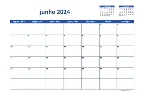 Calendário Junho 2024