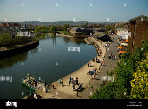 Looking Down On The River Exe And Exeter Quayside Devon England Uk
