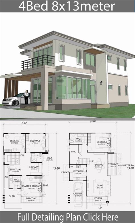 4 Bedroom Duplex House Plans Best Of Home Design Plan 8x13m With 4