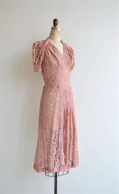 Rose Madder Dress Vintage 1930s Dress Lace 30s Dress Etsy Vintage