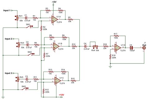 Audio Mixer Circuits Tl074 Audio Amplifier Basic