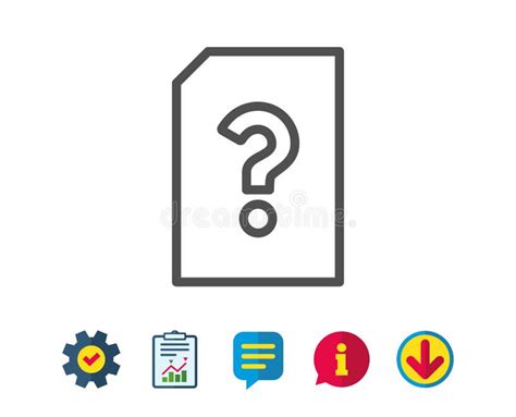 Unknown Document Line Icon File With Question Stock Vector
