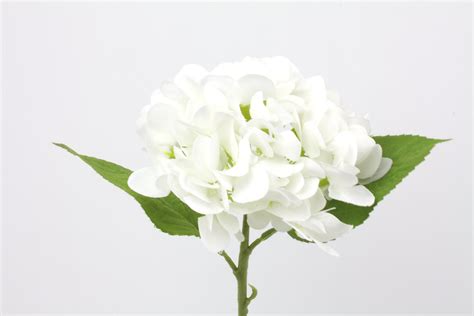 hydrangea real touch artificial flower stem white 47cm floralistic
