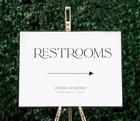 Restrooms This Way Sign Wedding Restrooms Printable Modern Etsy
