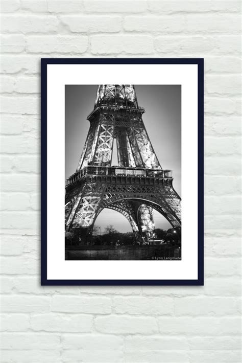 Paris Black And White Eiffel Tower Night Prints 8x10 Black Etsy