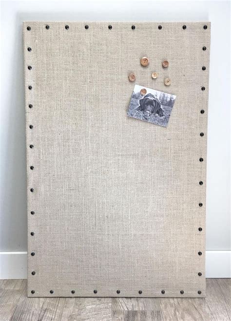 Large Burlap Memo Pin Board Bulletin Board Hardwood Construction