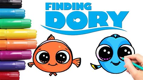 How To Draw Baby Dory And Nemo Easy Step By Step Cute Finding Dory