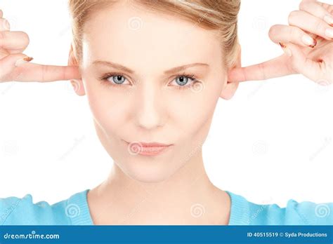 woman with fingers in ears stock image image of girl 40515519