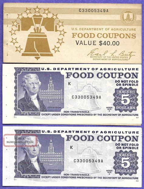 Food stamp coupon usda unc one $2.00 one full book welfare. Food Stamp Coupon Usda Two 1975 A $5. 00 C33005349a Month ...