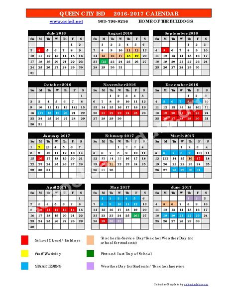 Queen City Independent School District Calendars Texas