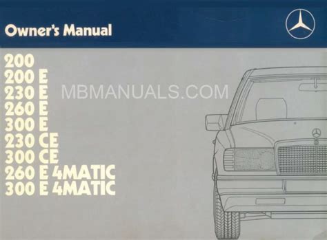 Mercedes Benz W124 Type124 230e 300e 300d Turbo Owners Manualw124