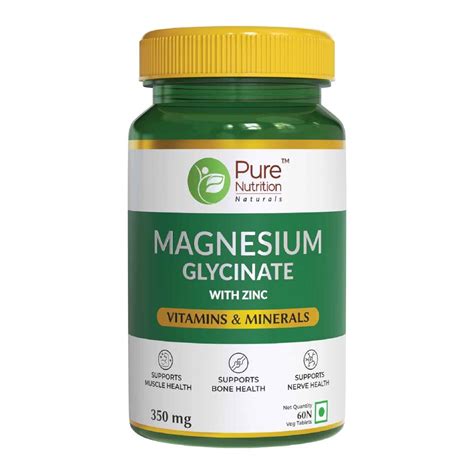 Pure Nutrition Magnesium Glycinate With Zinc 350 Mg 60 Tablets Price