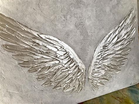 Angel Wings Art Angel Wings Painting Angel Wings Wall Decor Feather