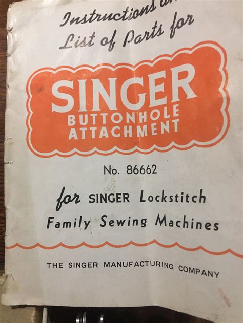 1950s Singer Buttonhole Attachment 86662 Mint Condition Etsy