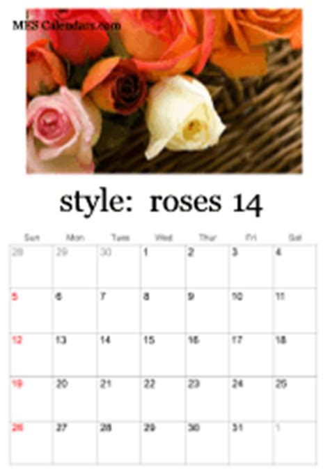 Free Printable Rose Calendars Personalize A Calendar To Print With Images Of Roses Red Roses