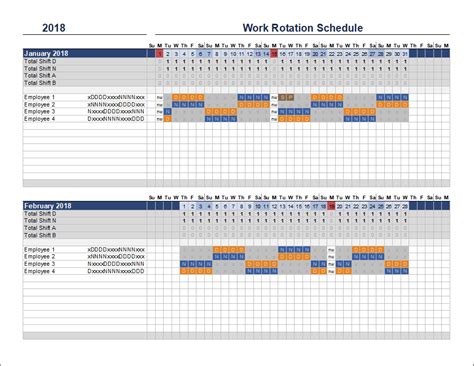 4 Man Rotation Schedule Free Work Schedule Templates For Word And