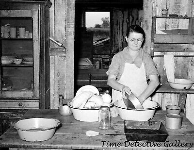 Washing Dishes In A Farmhouse Kitchen 1938 Vintage Photo Print EBay