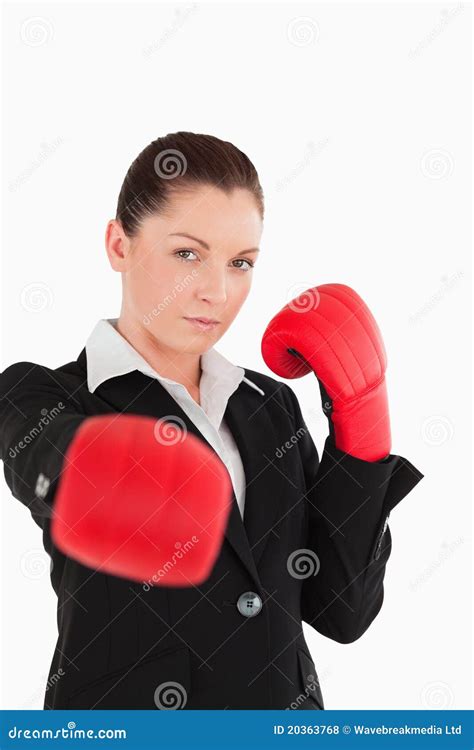 Pretty Woman Wearing Some Boxing Gloves Stock Photo Image Of Human