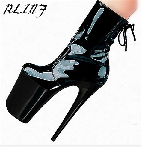 Rlinf New Designer Sexy Platform Extreme High Heels Black 20cm Super High Heels Fine With