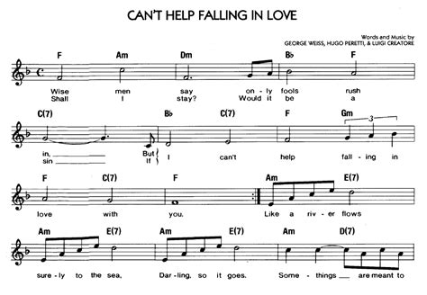 Cant Help Falling In Love Sheet Music Easy Sheet Music