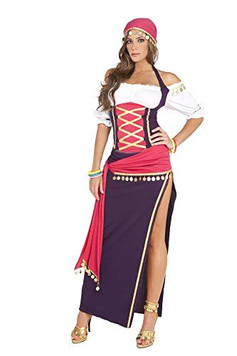 Sexy Womens Exotic Gypsy Maiden Adult Roleplay Costume Large Purplewhite Go Halloween