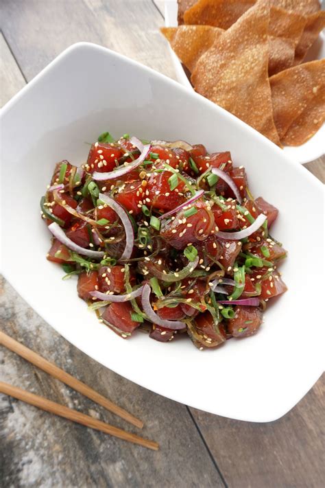 Ahi Poke And Wonton Crisps — Broke And Cooking Tuna Poke Bowl Recipe