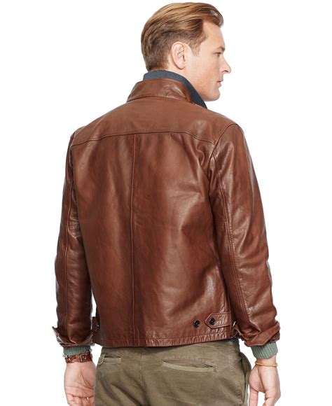 Lyst Polo Ralph Lauren Big And Tall Leather Barracuda Jacket In Brown
