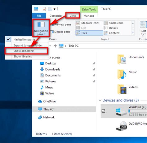 Turn Onoff Show All Folders In Windows 10 Navigation Pane