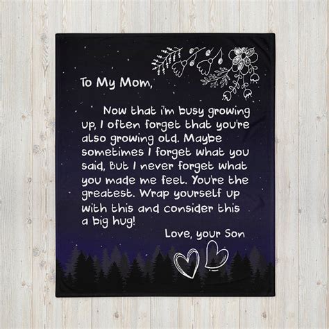 Personalized To My Mom Love Letter From Son Blanket Mothers Etsy