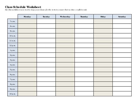 Best Images Of Printable Blank Class Schedule Weekly Class Schedule
