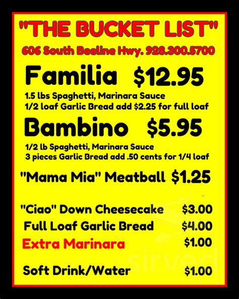 Restaurantes nas proximidades de alfonso's mexican food no tripadvisor: By the Bucket menu in Payson, Arizona, USA