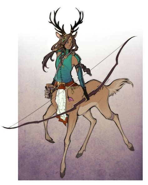 a woman riding on the back of a deer with a bow and arrow in her hand