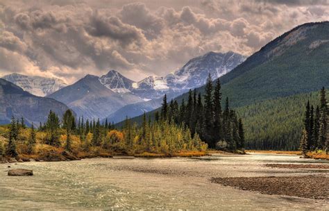 River Trees Landscape Clouds Autumn Autumn Splendor